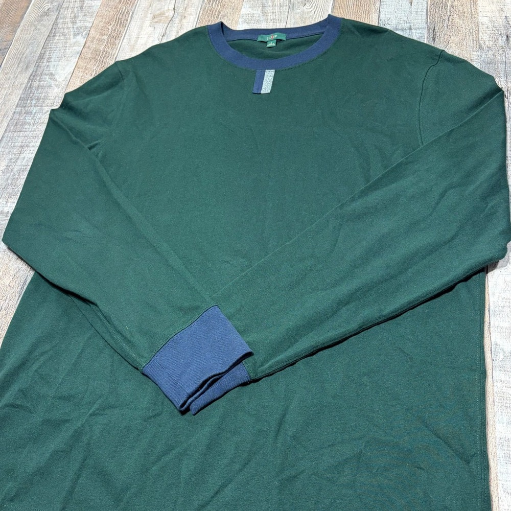 Vintage J Crew Oarsman Long Sleeve Pullover Sweater Mens L Green Cotton Crewneck